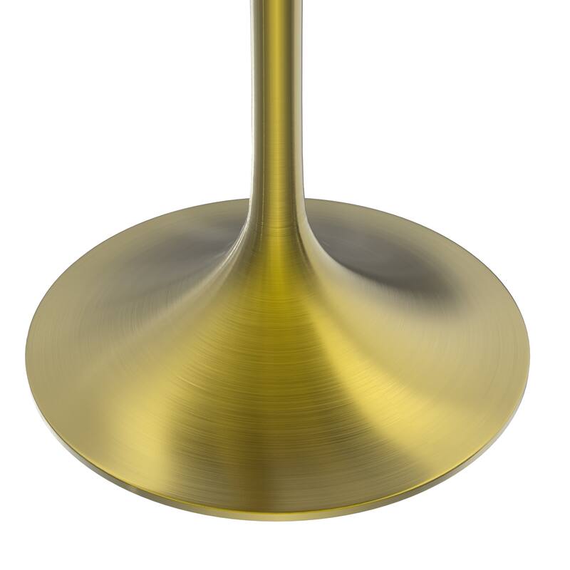 LeisureMod Verve 27" Round Dining Table with MDF Wood TableTop and Brushed Gold Base for Kitchen & Dining Room