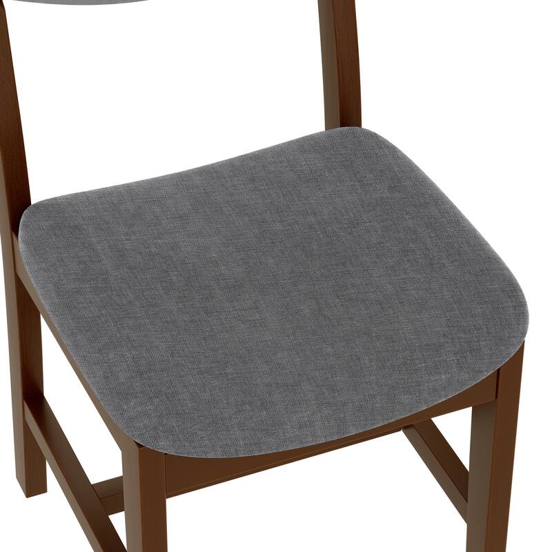 Roomfitters 5-Piece Farmhouse Dining Table Set, Solid Wood Kitchen Table with 4 Upholstered Chairs, Compact Dining Set