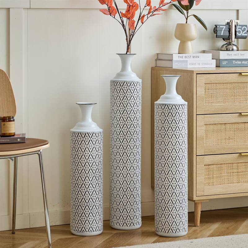 Home Decorated Floor Metal Vases (Set of 3)