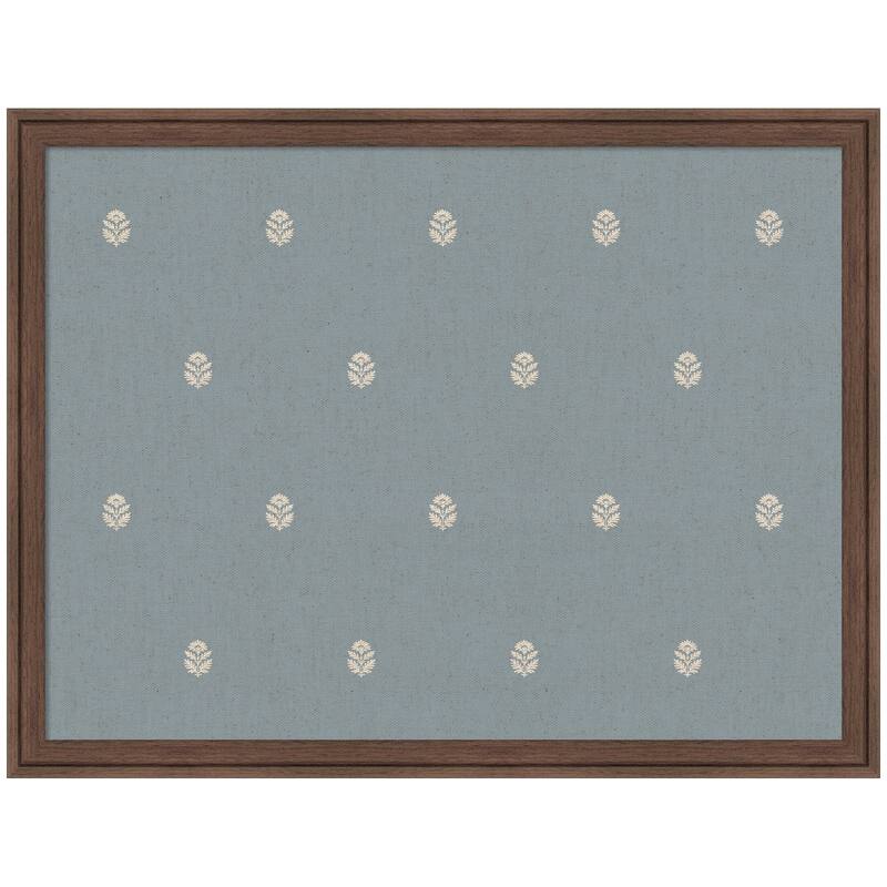 Kate and Laurel Pinboard Blue Botanical Block Print - 26x20 - Florence Medium Brown