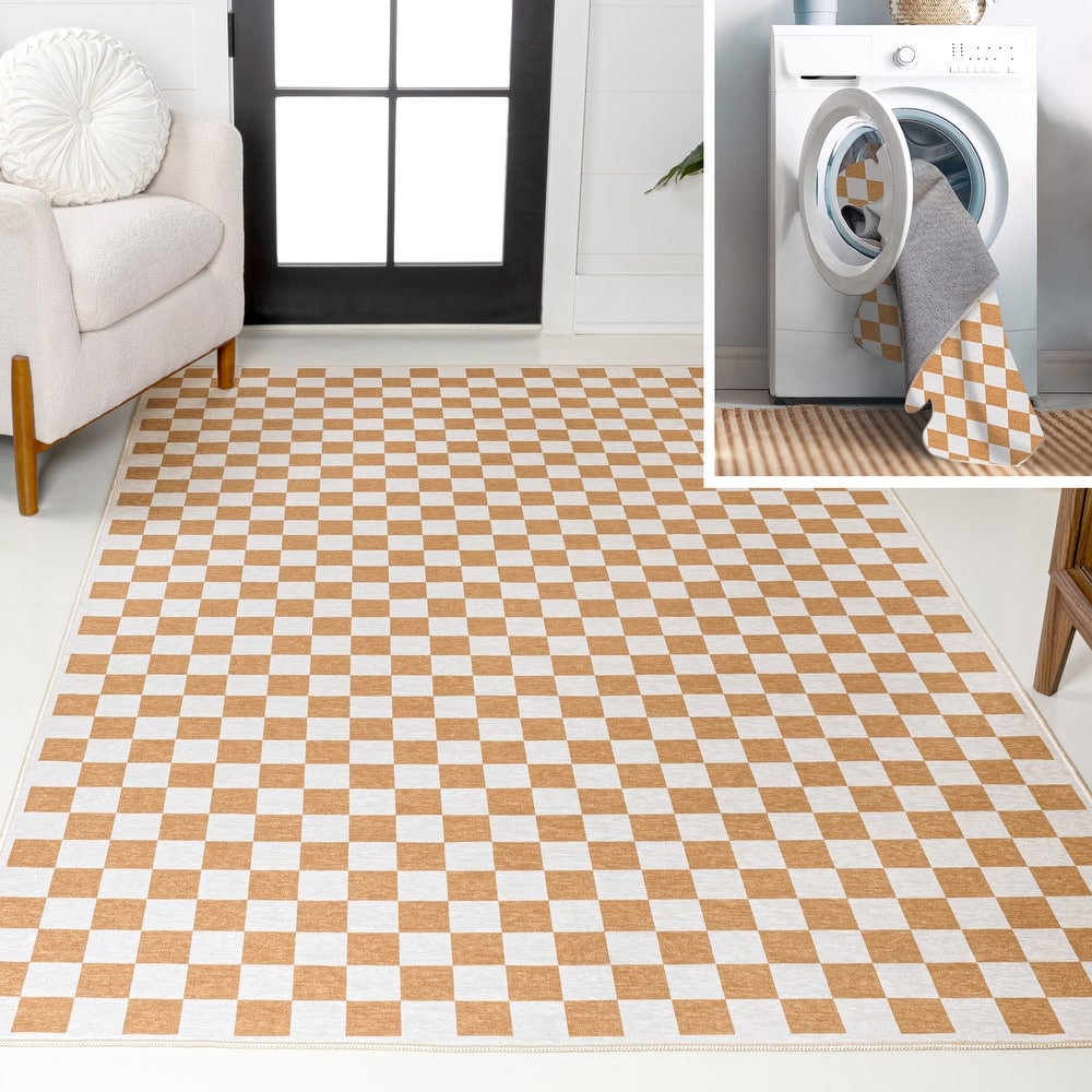 JONATHAN Y Kassia Modern Cottage Checkerboard Washable Area Rug
