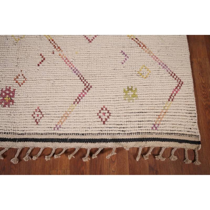 Trellis Moroccan Oriental Area Rug Hand-Knotted Wool Carpet - 5'4"x 8'7"