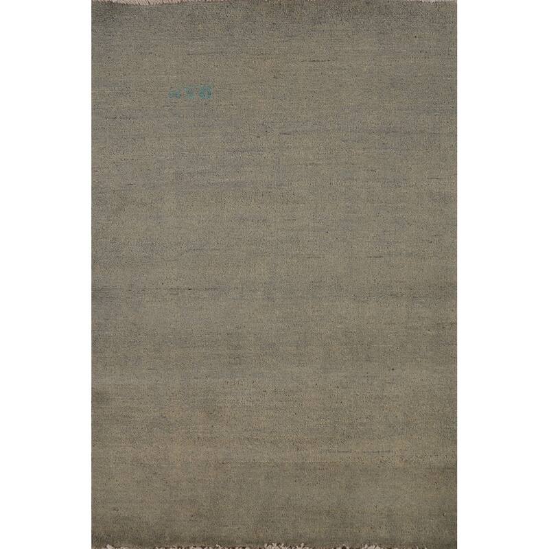 Modern Tribal Gabbeh Oriental Rug Handmade Green Wool Carpet - 2'9" x 4'0"