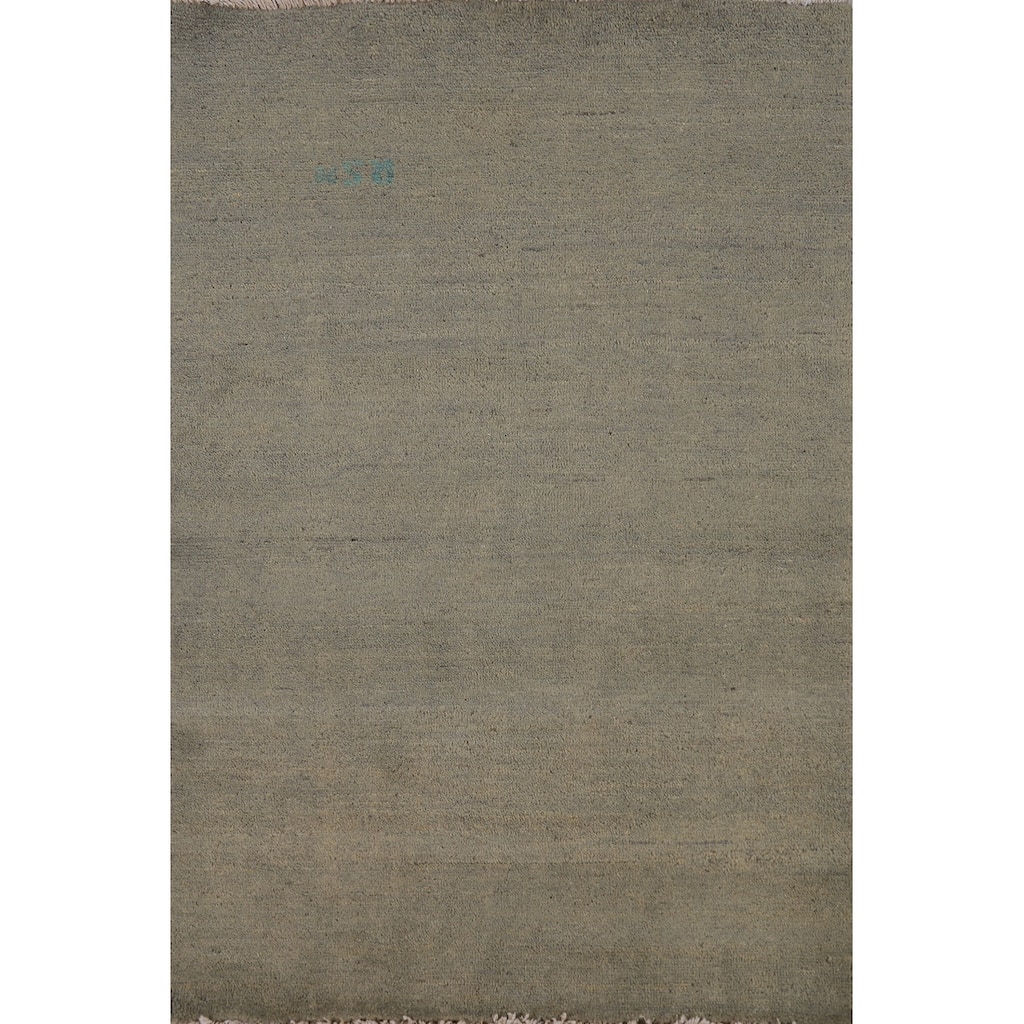 Modern Tribal Gabbeh Oriental Rug Handmade Green Wool Carpet - 2'9" x 4'0"