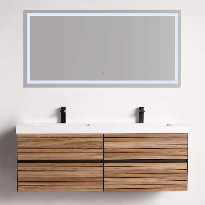 Blossom Annecy 60-Inch Floating Bathroom Vanity with Acrylic Sink - Maple
