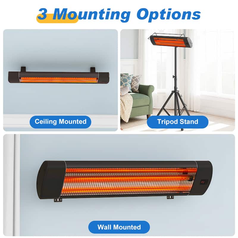 1500W Patio Heater with Wall, Ceiling, or Tripod Mount