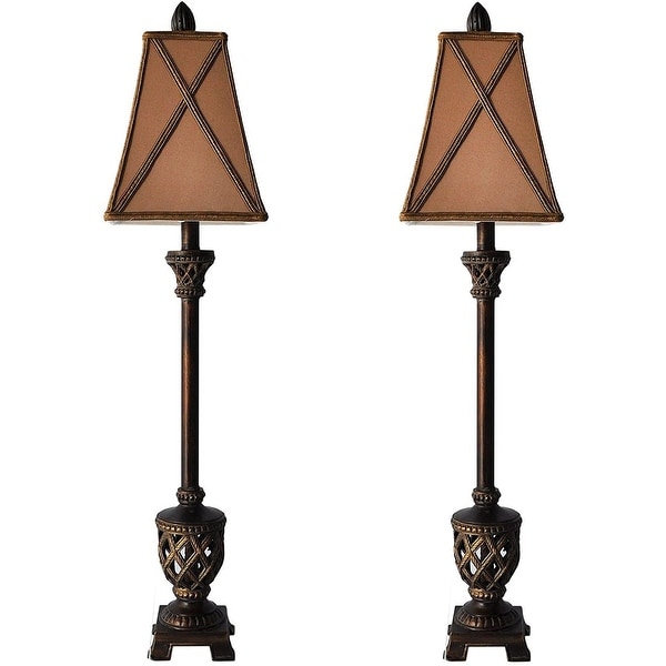 Set of 2 Mestar 35 Inch Traditional Bronze Buffet Lamps Table Lamp Set for Living Room Console Table