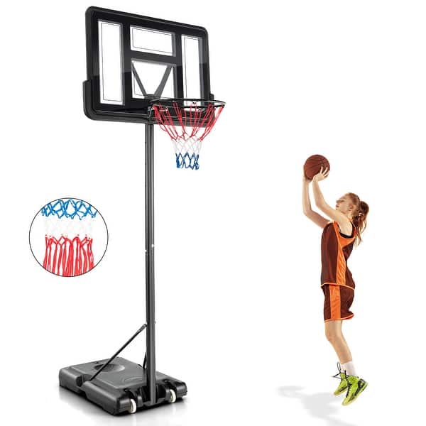 slide 2 of 10, Costway 4.25-10FT Portable Adjustable Basketball Hoop System with 44'' - See Details Black - See Details