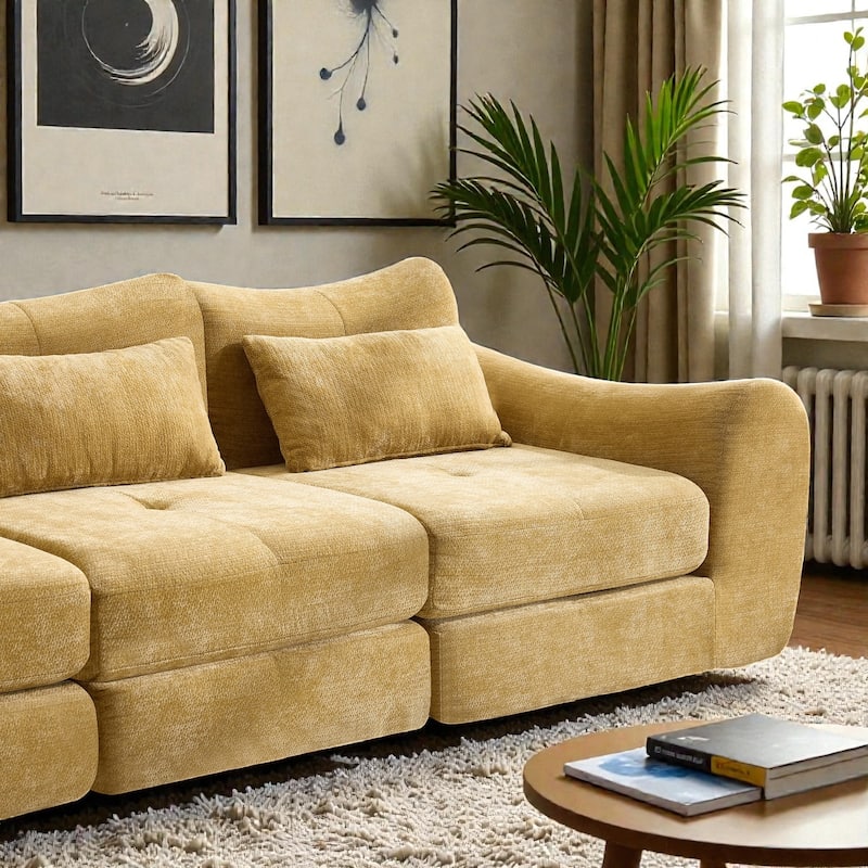 Modular Cloud Sofa, Convertible Folding Sofa Bed, 3-Seat Cushioned Sectional Couch for Living Room Bedroom