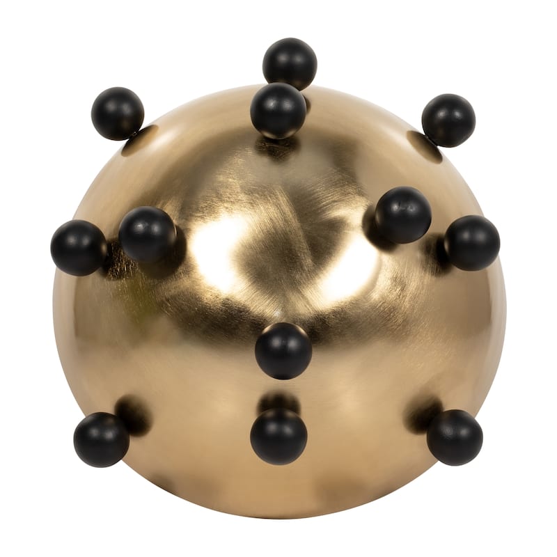 Sagebrook Home Metal Bowl Iron Round Shape with Black Ball Feet 12.76" Gold Metallic Finish - 12.75" x 12.76" x 6"