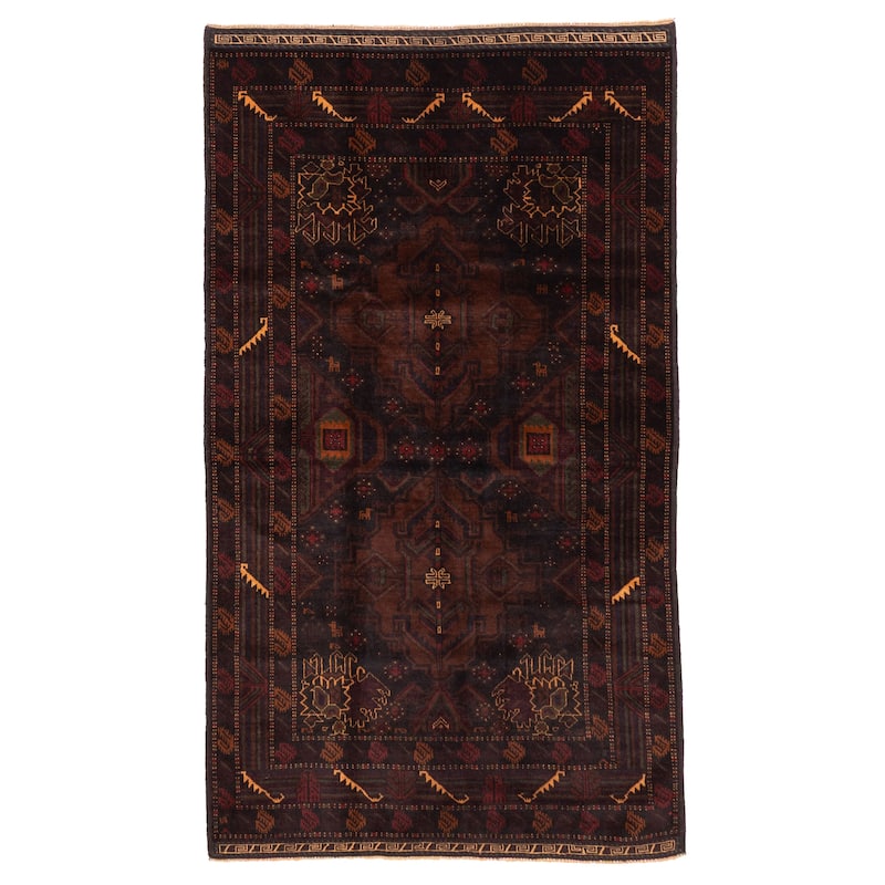 ECARPETGALLERY Hand-knotted Teimani Black, Brown Wool Rug - 3'7 x 6'3