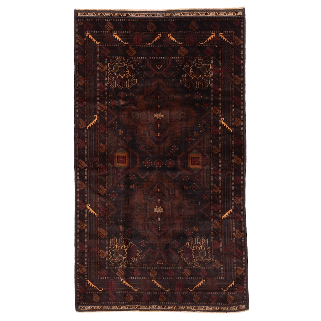 ECARPETGALLERY Hand-knotted Teimani Black, Brown Wool Rug - 3'7 x 6'3