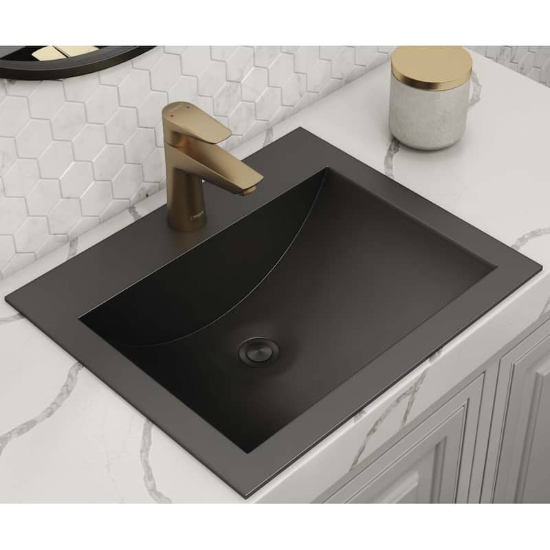 Ruvati 21 x 17 inch Gunmetal Black Drop-in Topmount Bathroom Sink Stainless Steel - 21 x 17 - 21 x 17