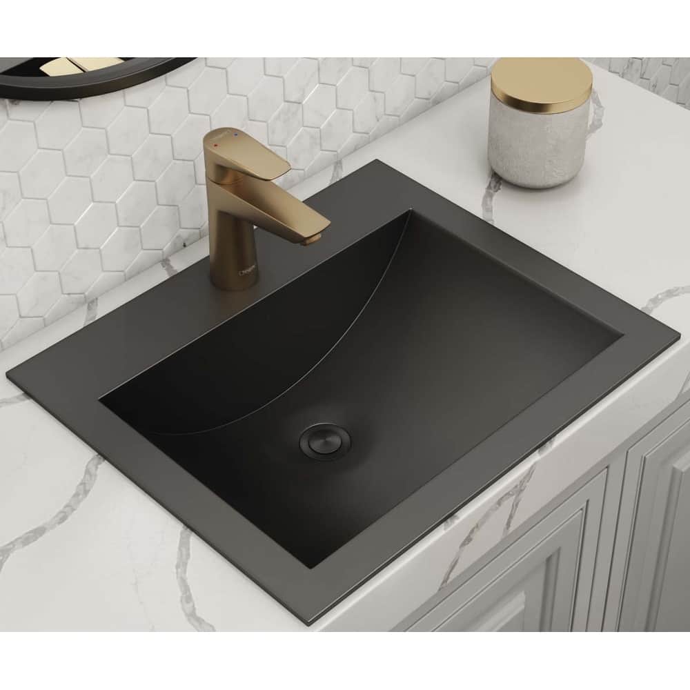 Ruvati 21 x 17 inch Gunmetal Black Drop-in Topmount Bathroom Sink Stainless Steel - 21 x 17 - 21 x 17