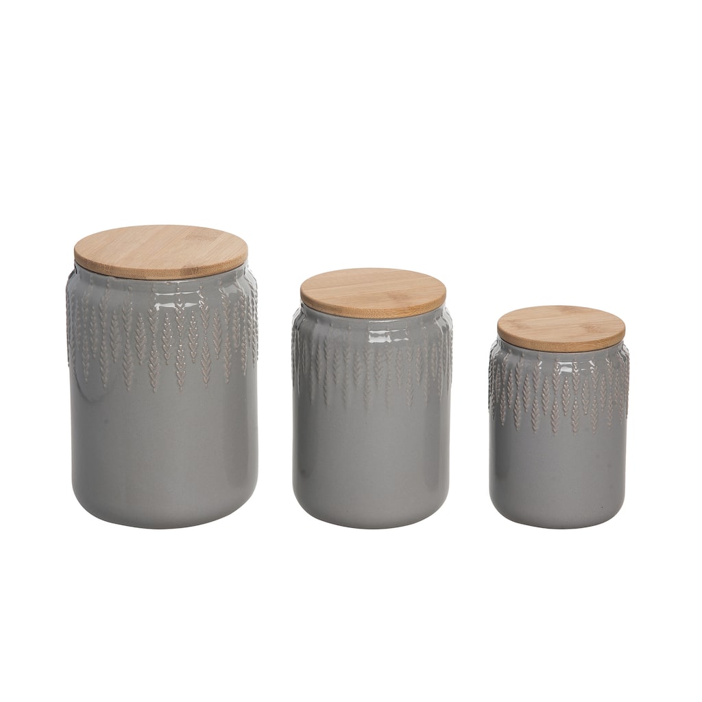 Transpac Ceramic 7.5" Brown Common Ground Canister Set of 3