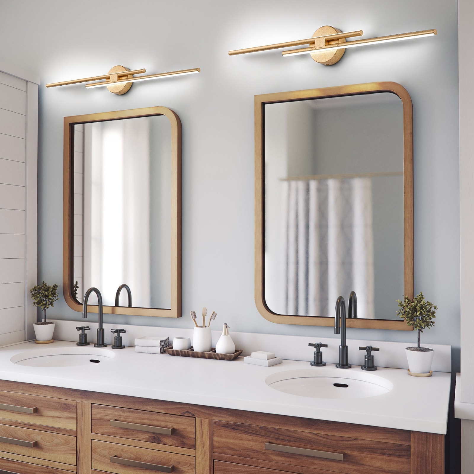 Minimalist bathroom top vanity light