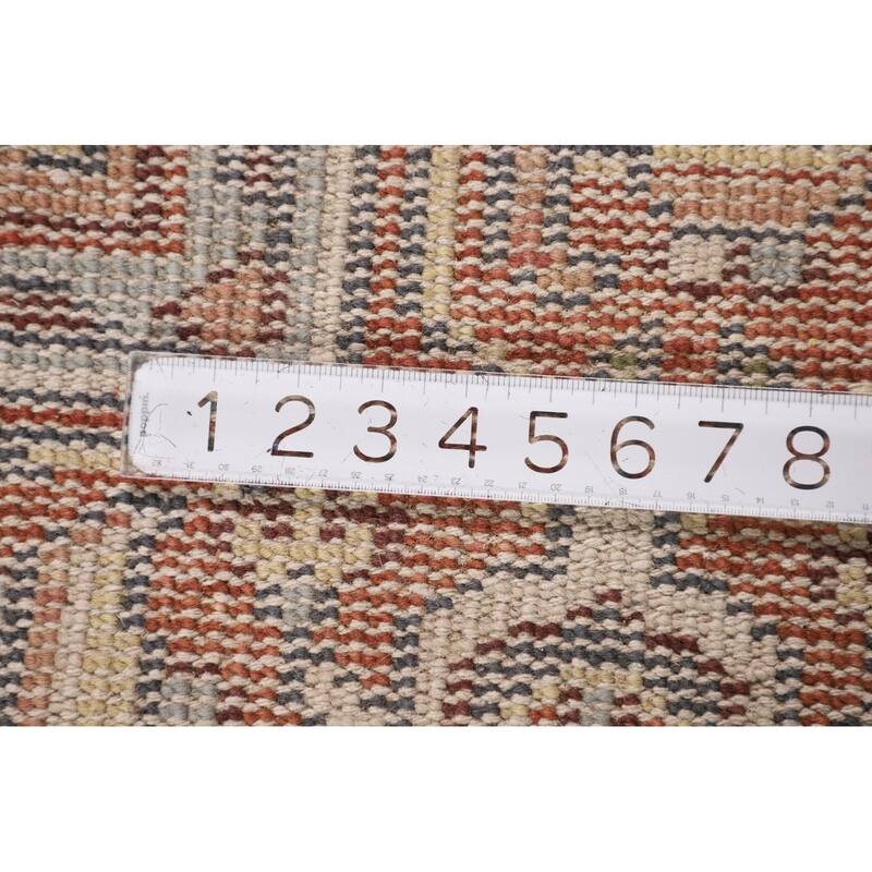 Ivory & Orange Heriz Serapi Indian Area Rug Handmade Wool Carpet - 7'10"x 9'11"