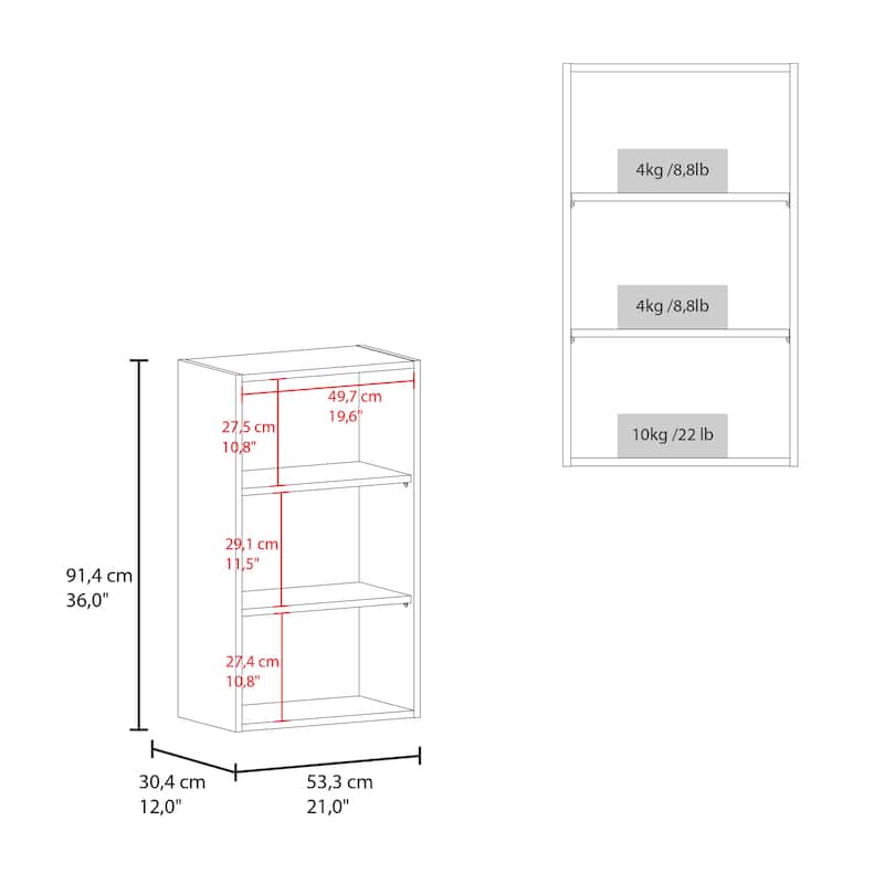 Guadalupe Wall Cabinet in Melamine with Open Storage