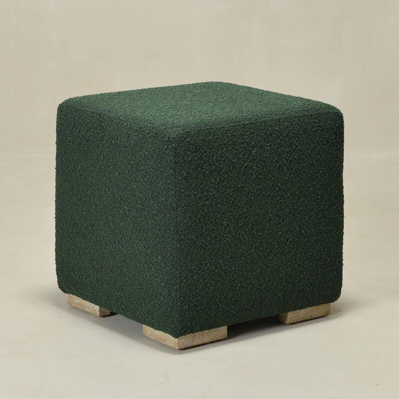 KINWELL 18.5" W Square Boucle Upholstered Ottoman Entryway Footstool