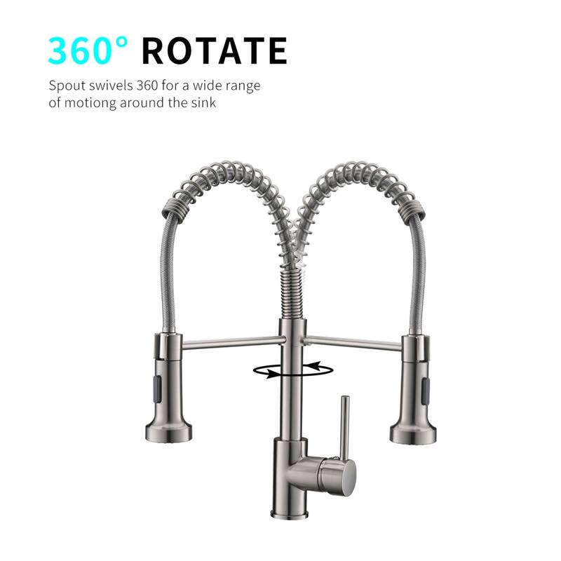 2-Function 1-Handle Pull Down Spray Swivel Kitchen Faucet - 16.3-in H