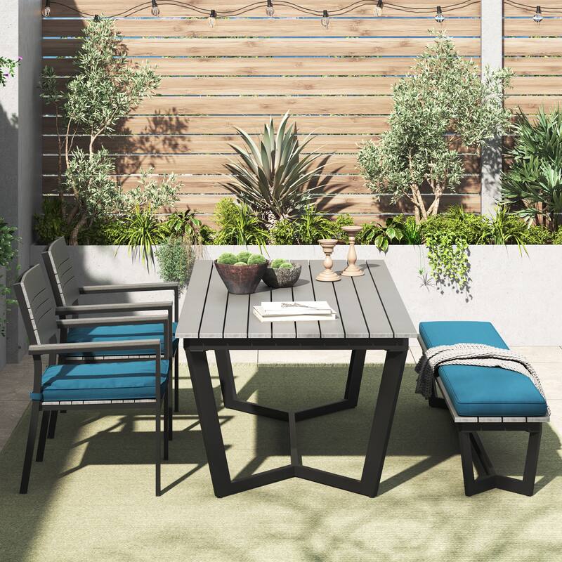 Corvus Orville 6-piece Aluminum Outdoor Dining Set with WPC Table Top