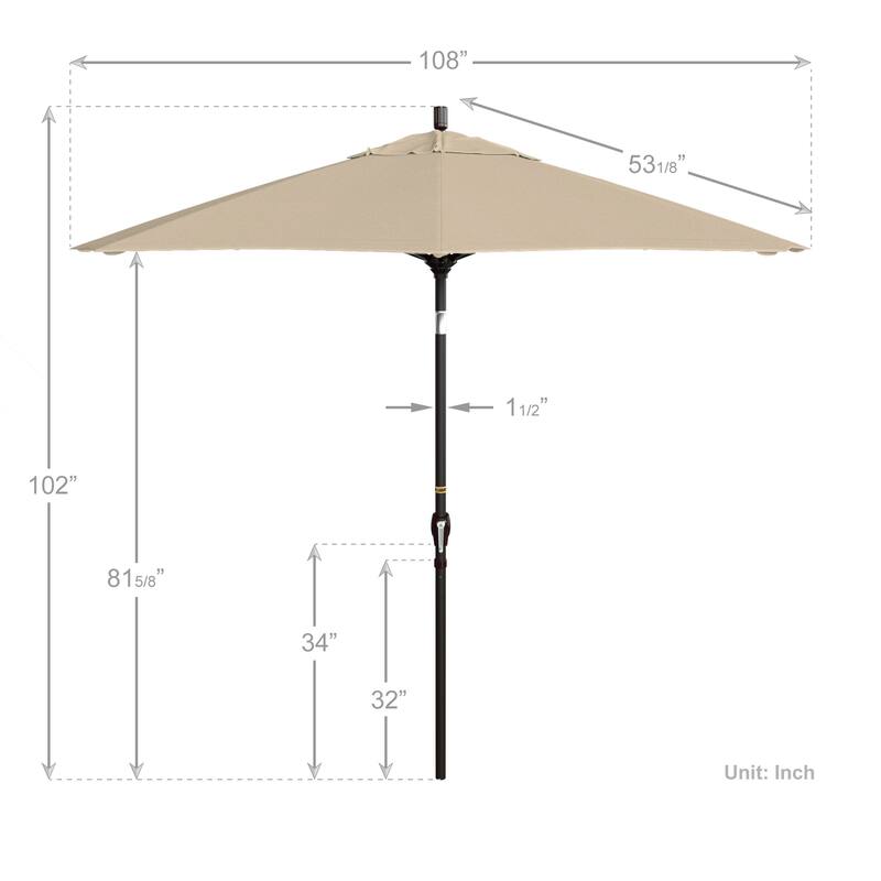 Pompano 9ft Crank Lift Push Button Tilt Round Patio Umbrella by Havenside Home, Base Not Included