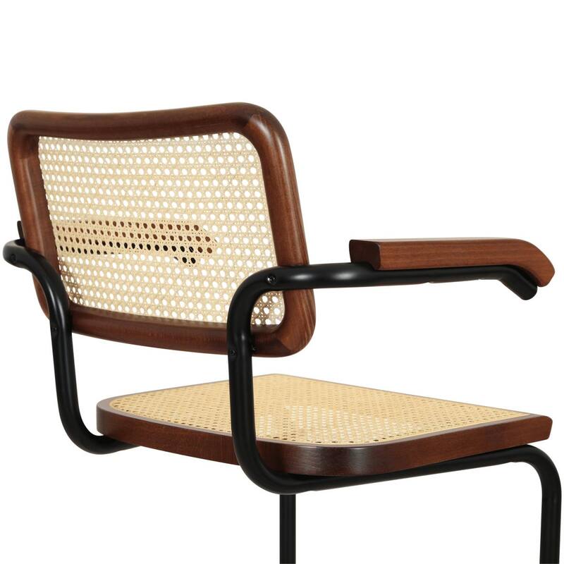 Breuer Chair Company Marcel Breuer Cesca Cane Cantilever Armchair Arm Chair w/ Black Steel Frame (Various Wood & Cane Colors)
