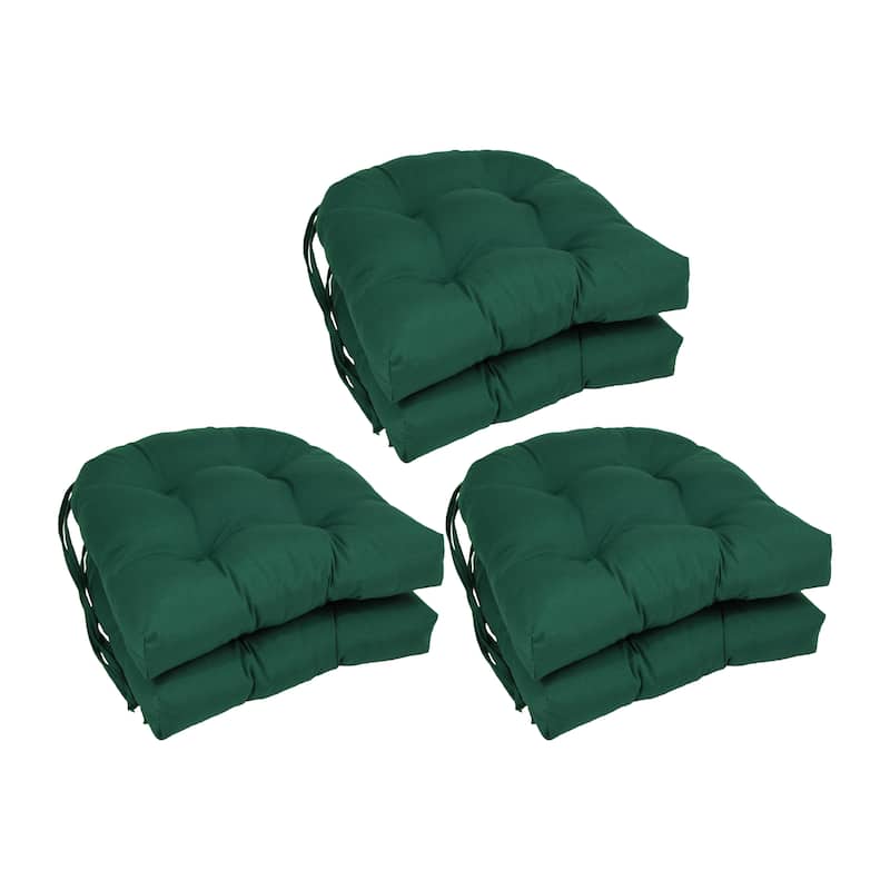 16-inch U-Shaped Indoor Twill Chair Cushions (Set of 2, 4, or 6) - 16" x 16" - Set of 6 - Forest Green
