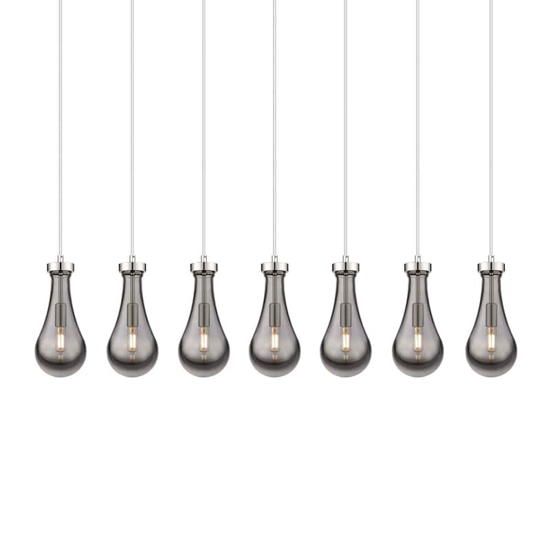Innovations Lighting 127-451-1P-12-49 Owego Pendant Owego 7 Light 49" - Polished Nickel / Light Smoke