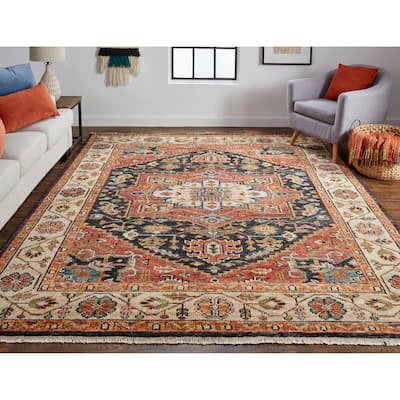 Irie Traditional Floral Oushak, Beige/Rust Orange, Accent Rug