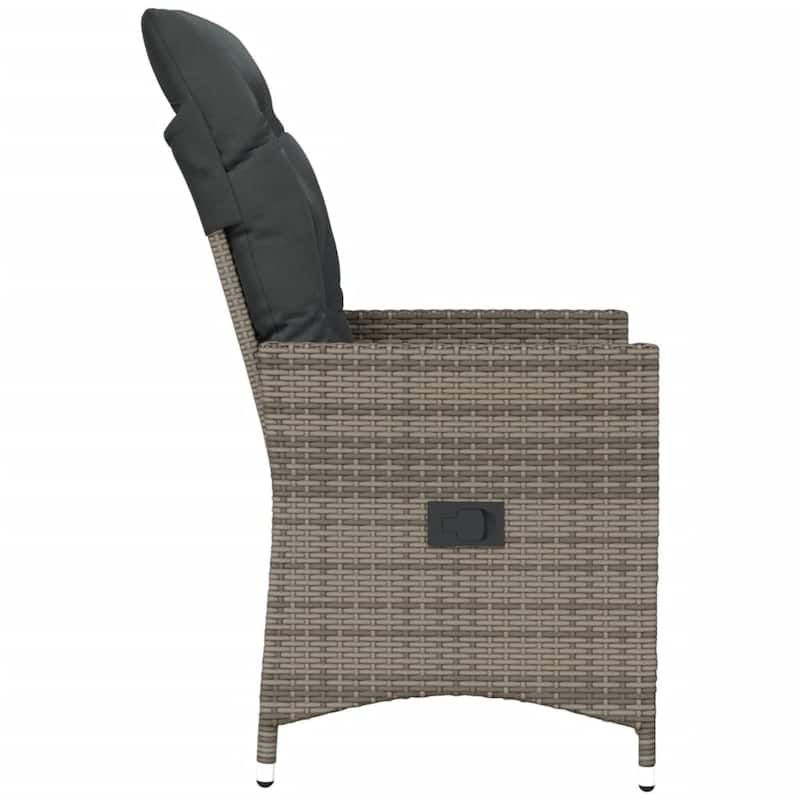 vidaXL Reclining Patio Chairs with Cushions Armchair Outdoor Seating Poly Rattan