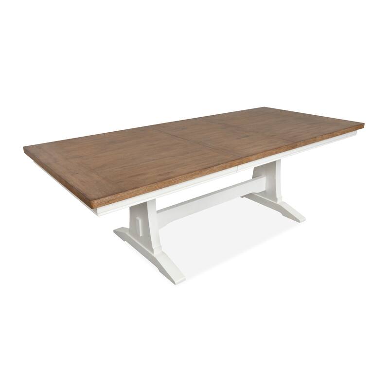 Magnussen Home Kingston Whisper White and Cerused Nutmeg Extendable Trestle Dining Table - 42''W x 72''D x 30''H