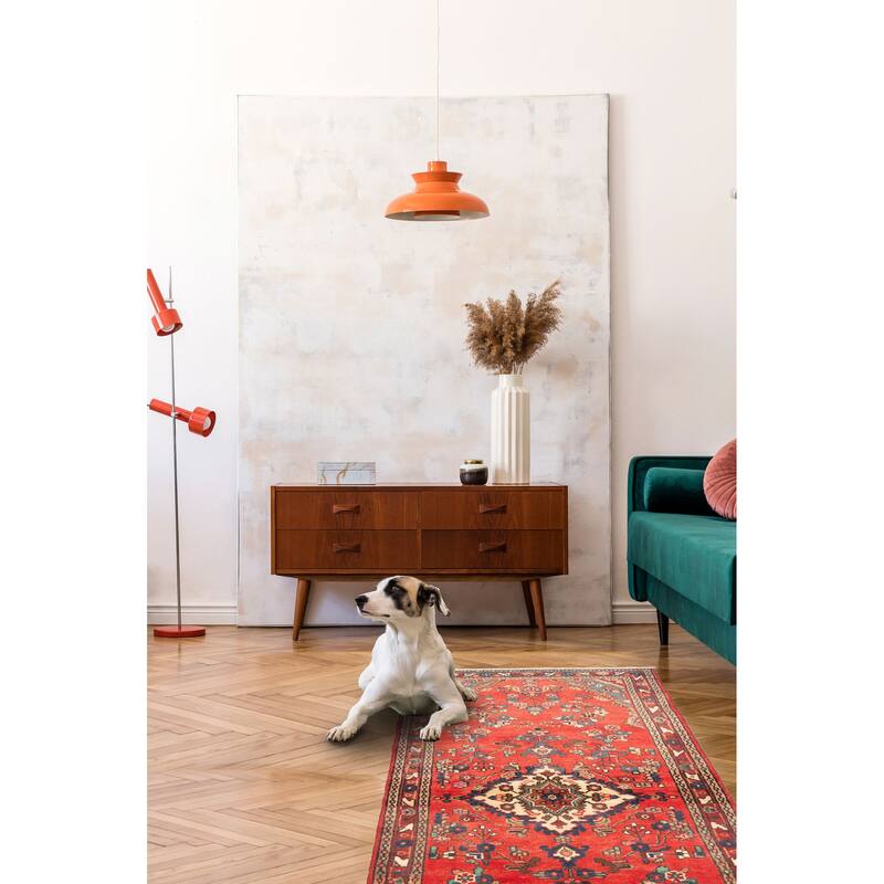 ECARPETGALLERY Hand-knotted Andelz Red Wool Rug - 3'6 x 9'9