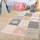preview thumbnail 8 of 6, Colorful Kids Rug for Girls Room with Rainbows & Clouds in Pink 5'3" x 7'7"