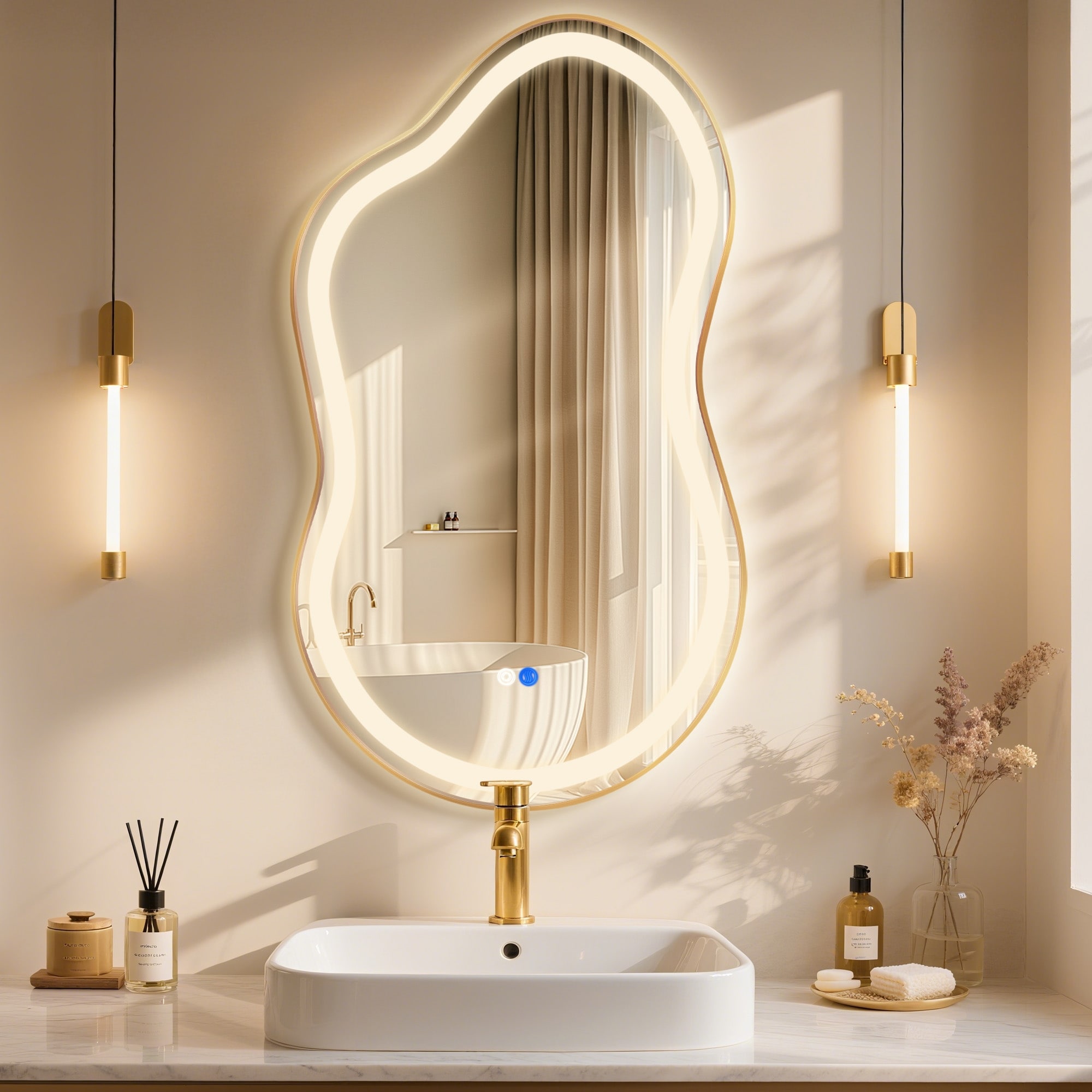 Asymmetrical LED Lighted Anti-fog Irregular Wall Mirror