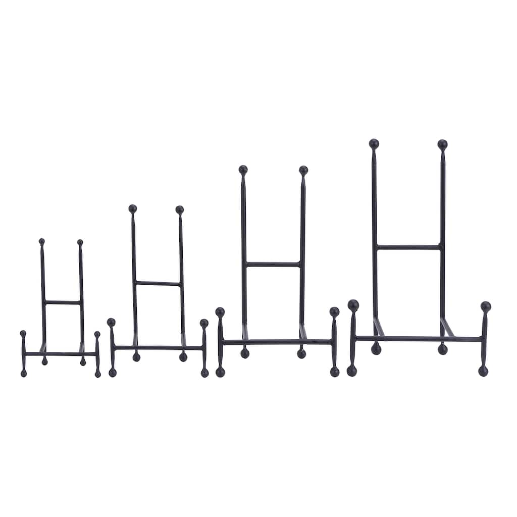 Metal Tabletop Display Easel with Ball Details - Set of 4 Black - Roche River Decor - 9"W x 5"L x 14"H