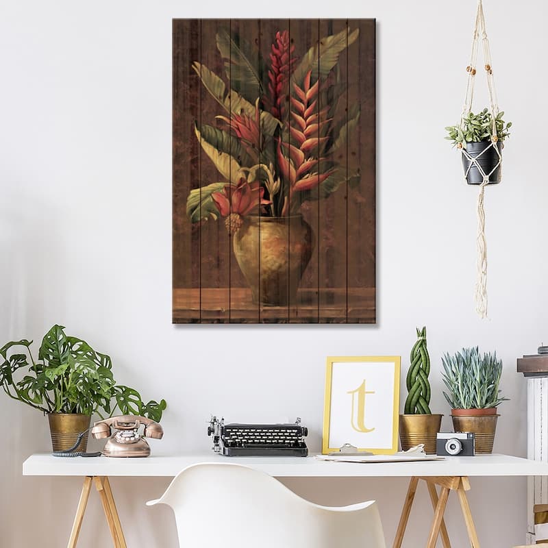 Tropical Arrangement I Print On Wood by Eduardo - Multi-Color