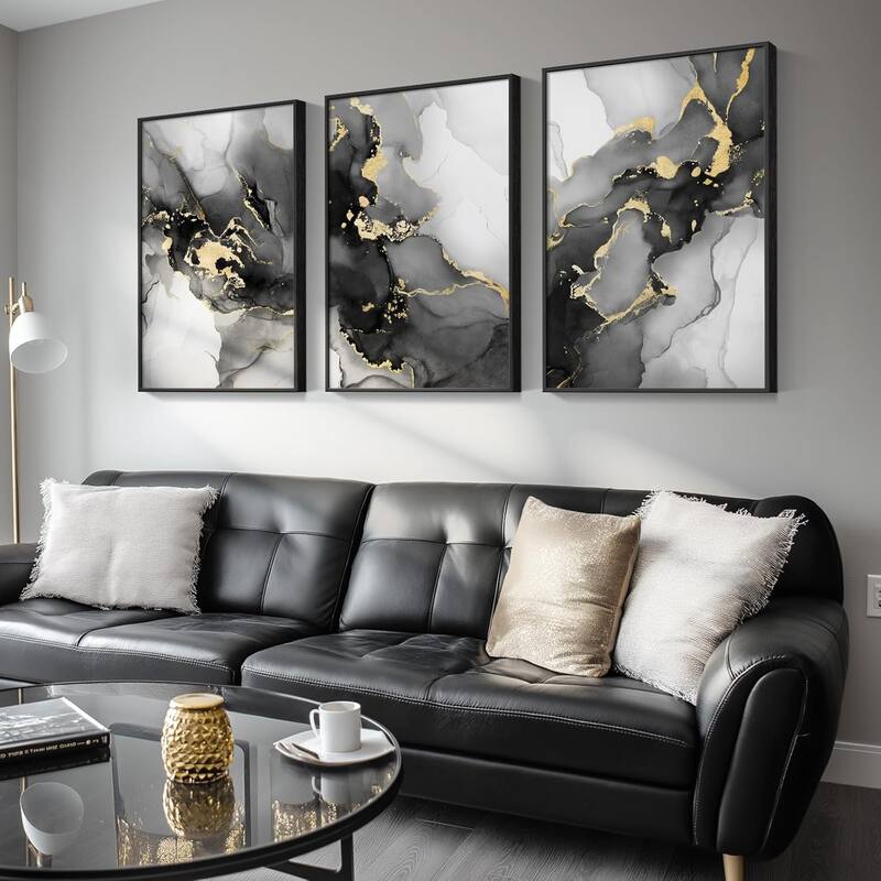 Framed Black and White Abstract Wall Art