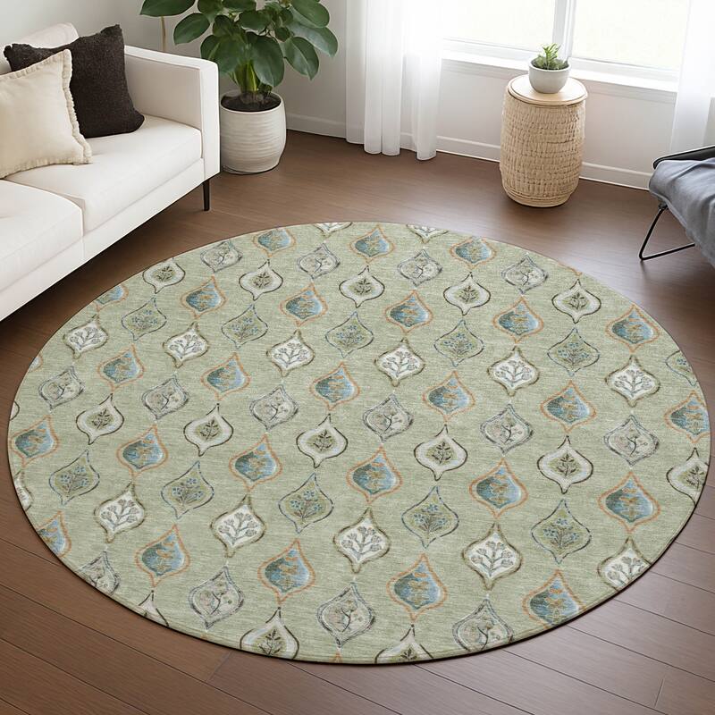 Machine Washable Indoor/ Outdoor Casual Greenwood Chantille Rug