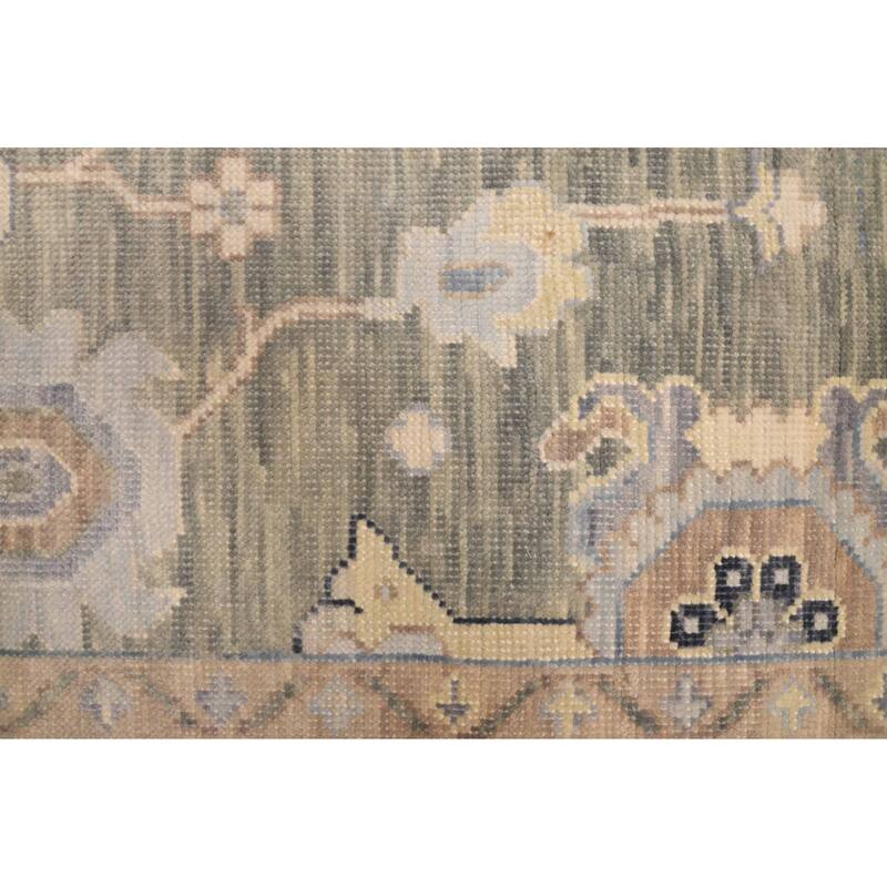 ECARPETGALLERY Hand-knotted Modern Oushak Dark Olive Green Wool Rug - 8'11 x 12'2