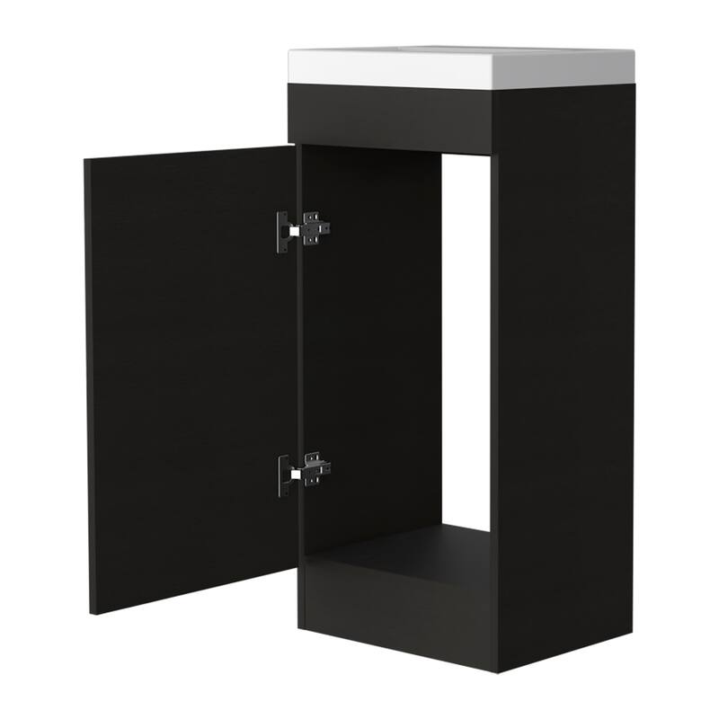 Modern Bathroom Vanity with Storage Shelf, Single Door, and Metal Handle - 34.65" H x 15.75" W - 12.99in L
