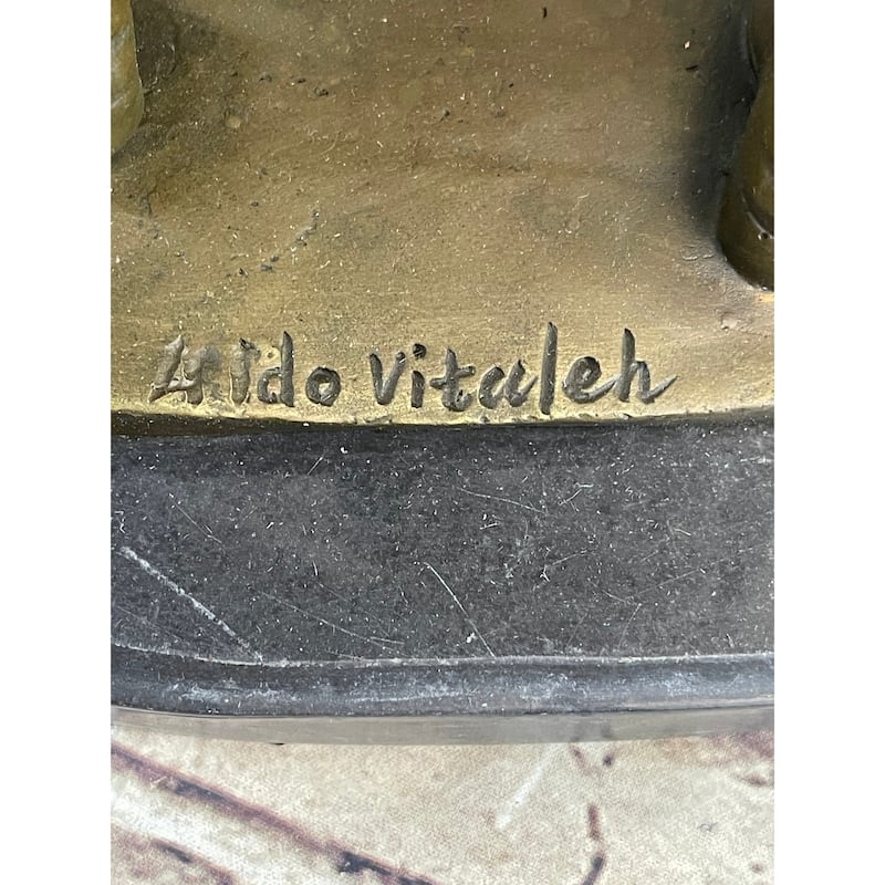 Original Aldo Vitaleh Michael Jackson Bronze Sculpture Figurine Marble Base Deco