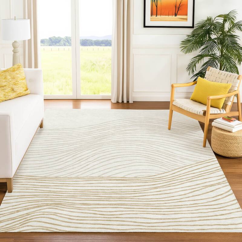 Machine Washable Indoor/ Outdoor Modern Arches Chantille Rug