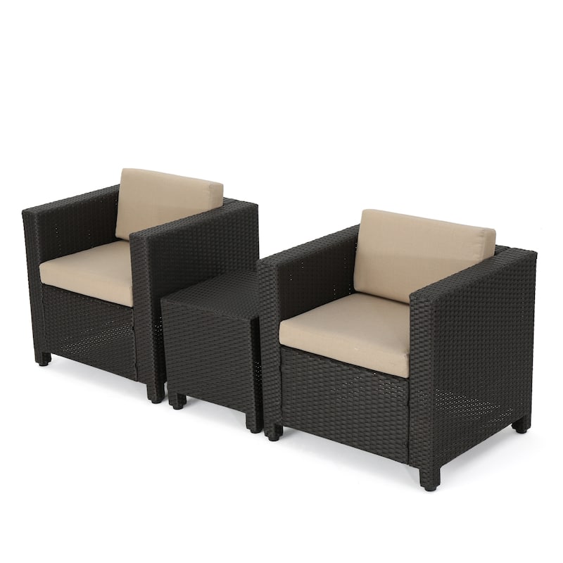Puerta Outdoor 3-piece Wicker Seating Set with Cushions by Christopher Knight Home