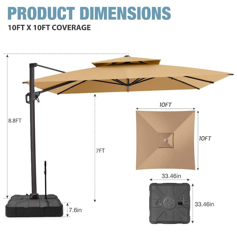 VredHom Offset Cantilever Patio Umbrella with 4-piece Fillable Base