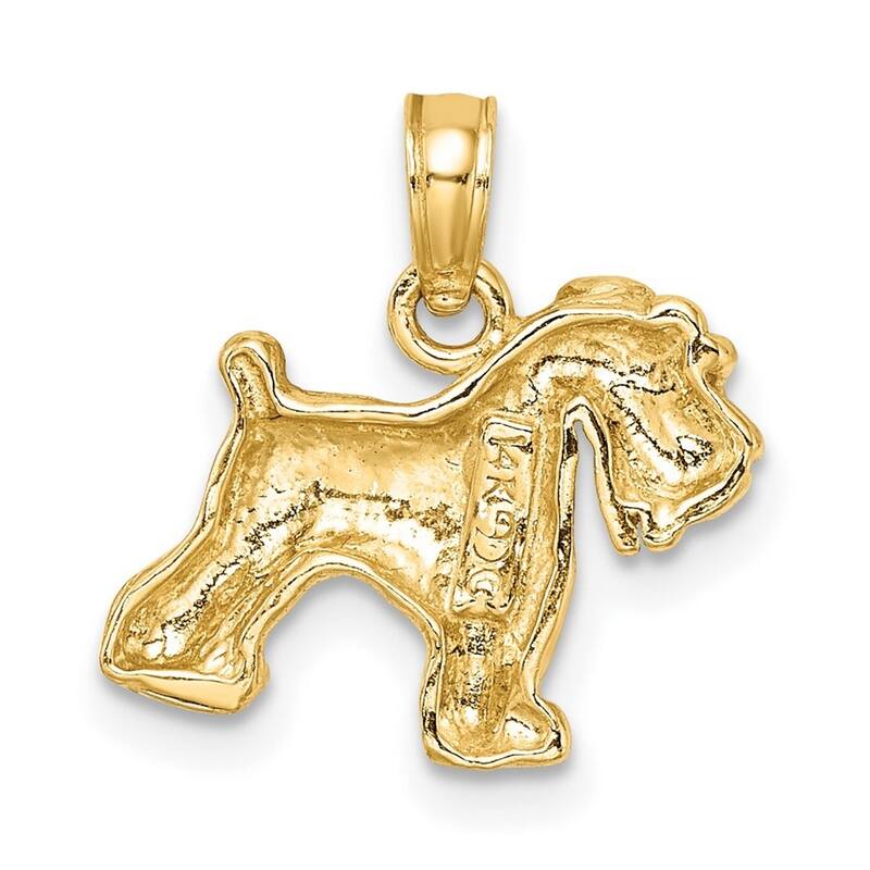 Curata 14k Yellow Gold 18" 16x15mm Textured Polished Schnauzer Dog Necklace