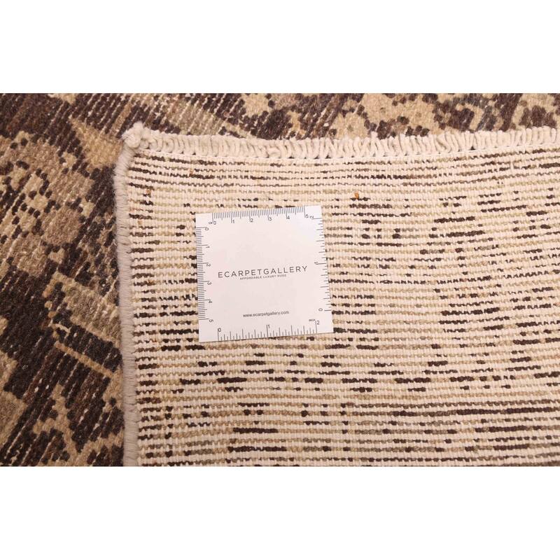 ECARPETGALLERY Hand-knotted Antalya Vintage Dark Brown Wool Rug - 3'3 x 8'8