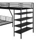 preview thumbnail 8 of 8, L-Shaped Metal Twin over Full Bunk Bed with Twin Loft and Built-in Storage Shelves for Multi-functional Bedroom Use