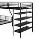 preview thumbnail 10 of 10, Stylish & Simple L-Shaped Metal Twin over Full Bunk Bed and Twin Size Loft Bed with Four Built-in Shelves, Space-saving, Black