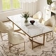 preview thumbnail 53 of 58, Modern Marble Dining Table with White Rectangular Tabletop Gold Stainless Legs, Dining Room Table
